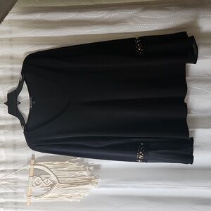 INC Black XL Blouse with Gold accents